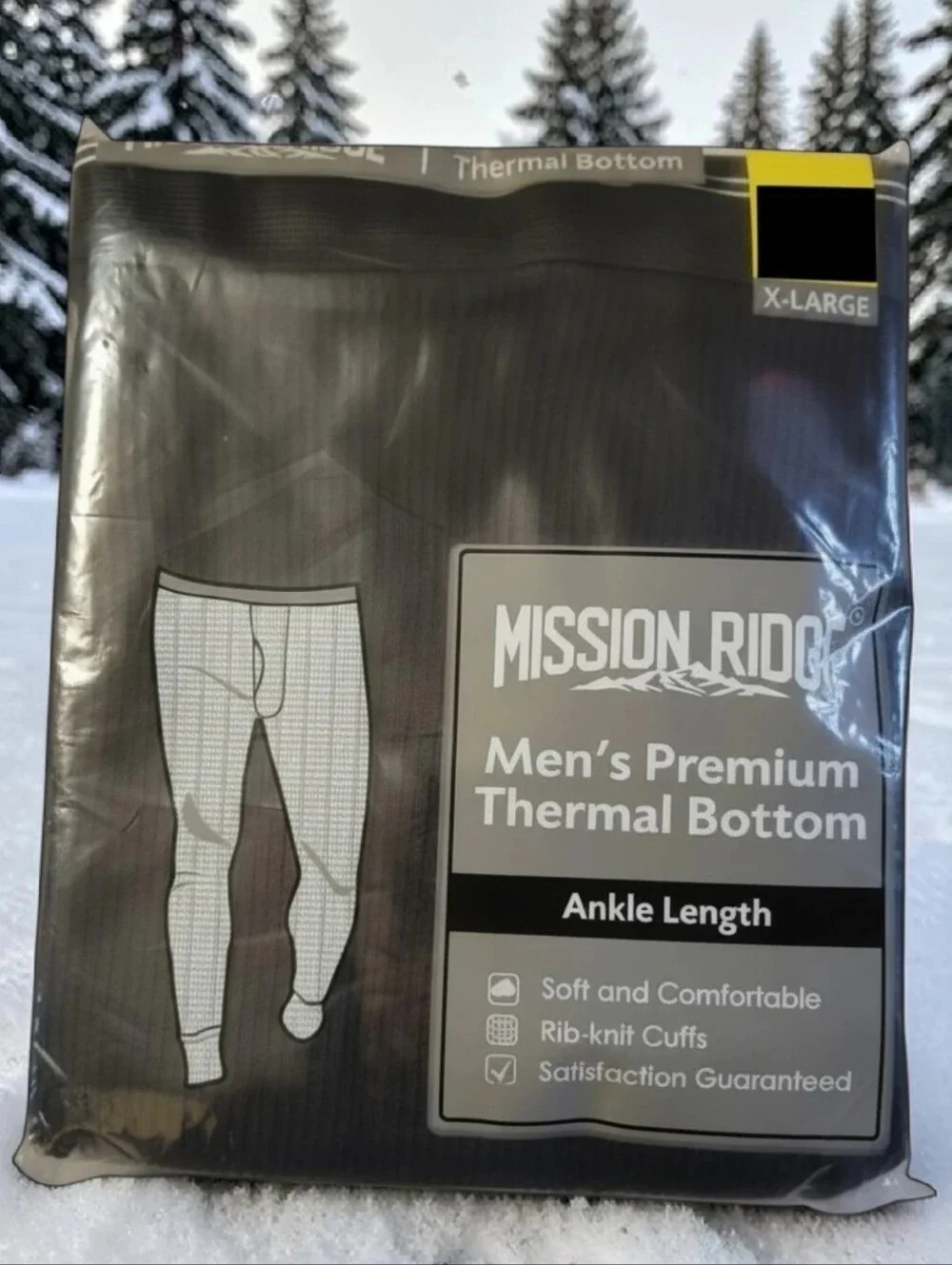 NWT Mission Ridge Men's Premium Long Johns Thermal Bottoms Ankle Length Black XL